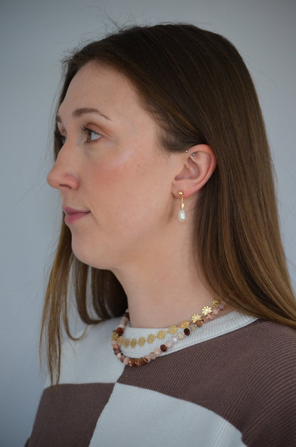 Noel Necklace | Cherry Blossom Sakura Agate Beaded Necklace