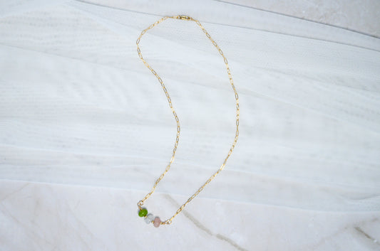 Mila Dainty Birthstone Chain | Gold-Filled Natural Gemstone Necklace